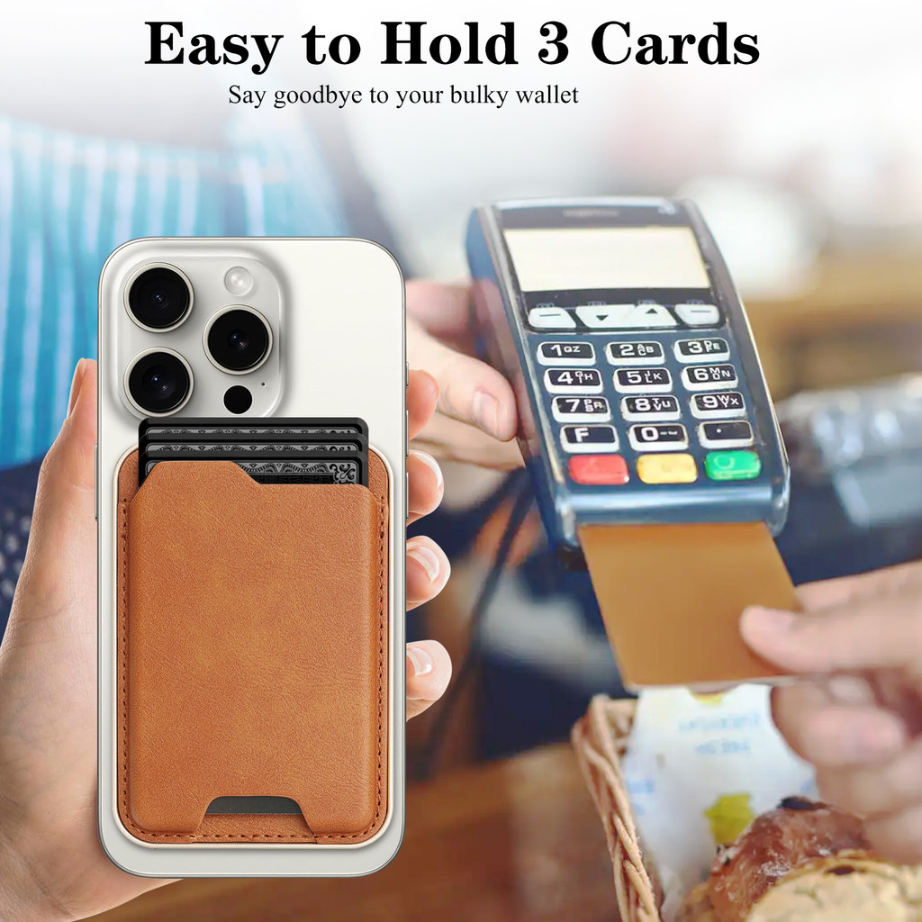 Da Thật Chính Hãng Từ Tính Đựng Thẻ Cho iPhone 17 16 15 14 13 12 Pro Max Air Plus Thẻ ID Túi Cho Vỏ Điện Thoại