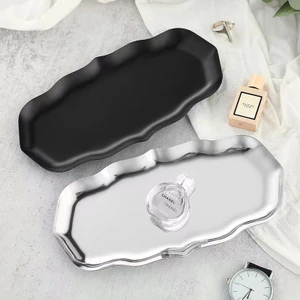 Khay sóng lớn bằng thép không gỉ sáng tạo mới, Hộp đựng mỹ phẩm cao cấp nhẹ sang trọng, Trang trí trang trí phòng khách