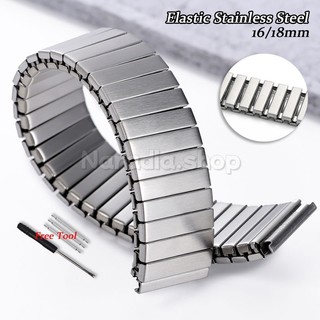 16 / 18mm S / M / L Co Giãn Stainelss Thép Đồng Hồ Mở Rộng Co Giãn Dây Đeo Đồng Hồ Kim Loại Cho Nam Nữ Vòng Tay Thay Thế