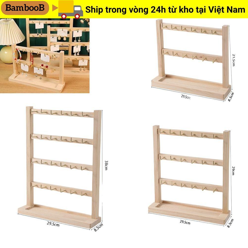 Giá sưu tập trang sức BAMBOOB, Giá đỡ dây chuyền bằng gỗ có thể tháo rời, có móc treo trang sức bằng gỗ nguyên khối