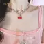 PNPIA- Y2K Đỏ Anh Đào Trái Tim Đính Hạt Choker Nelace Nữ Boho Hạt Anh Đào Mặt Dây Chuyền Nelace Vintage Không Đều Nelace Trang Sức