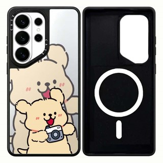 Từ Tính Dòng Hoa Gương Chó Cứng Phone Case For Dành Cho Samsung Galaxy S26 25 24 23 UItra S26 25 24 23 Plus Vỏ Bảo Vệ Chống Sốc