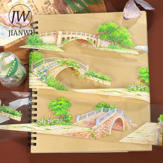 JIANWU 60mm * 5m Vintage Bridgeside Plant Hoa Phong Cảnh Chất Liệu Cắt Băng Thêu Sò PET Sáng Tạo DIY Tạp Chí Văn Phòng Phẩm