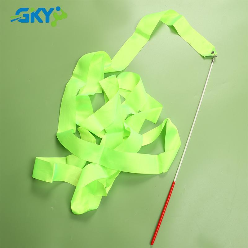 GKY 4M Nhiều Màu Sắc Tập Gym Khiêu Vũ Ruy Băng Nhịp Điệu Cô Gái Nghệ Thuật Thể Dục Dụng Cụ Ballet Streamer Twirling Rod Cầu Vồng Sti Huấn Luyện Thể Thao GKY