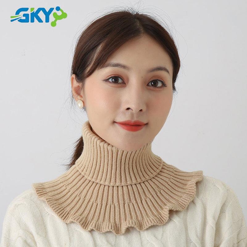 GKY Giữ ấm và lạnh ngoài trời Phụ nữ Dệt kim ấm áp Cổ áo giả Thiên Rùa Khăn quàng cổ giả có thể tháo rời Ne Khăn quàng cổ GKY