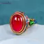 AqToCna Vàng Cổ Tay Nghề Thủ Công Tự Nhiên Carnelian Nhẫn Nữ Hoa Men Phong Cách Quốc Gia Ánh Sáng Sang Trọng Cưới Trang Sức Quà Tặng AqToCna