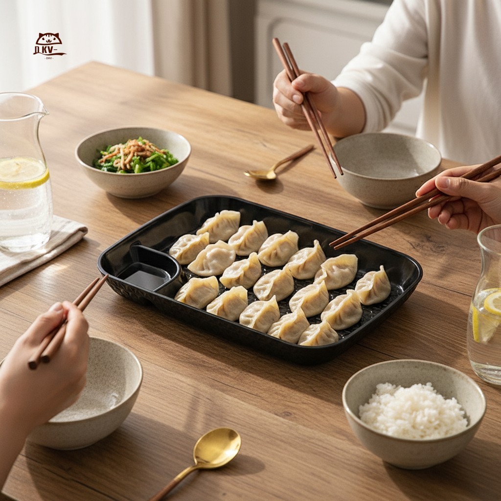 Bộ đĩa bánh bao kèm đĩa nước sốt và lưới nhúng để sử dụng tại nhà Đĩa ăn nhẹ đa chức năng