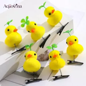 AqToCna Kawaii 3D Nhỏ Vàng Du Kẹp Tóc Hoạt Hình Vui Nhộn Du Kẹp Tóc Cho Bé Gái Trẻ Em Mũ Dễ Thương Phụ Kiện Tóc AqToCna