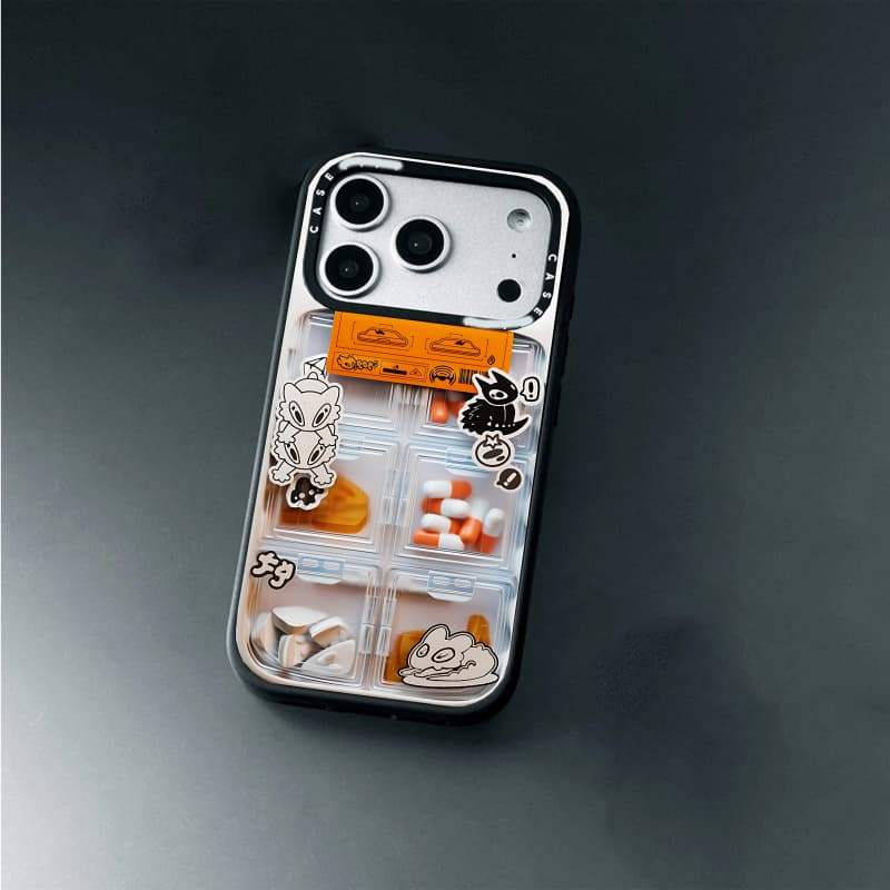 CASECASE X Monster Pill Case White Camera Ring Edition Matte Đen Cứng Hút Từ Tính Tác Động Dành Cho Apple IPhone 13 14 15 16 17 Pro Max Air Plus Có Hộp