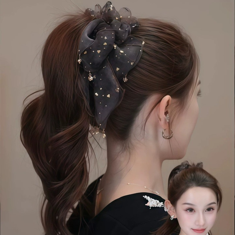 Thời Trang Voan Tua Rua Tóc Pháp Nơ Người Phụ Nữ Kẹp Tóc