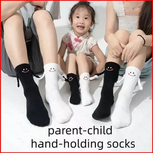 YB1 cha mẹ và con cái nắm tay tất nam châm mặt cười dễ thương nắm tay cotton tay trong tay vớ BY1