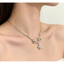 Tính khí thời trang ngôi sao mát mẻ đính nơ kim cương mặt dây chuyền màu trắng cá tính đa năng vòng cổ nữ