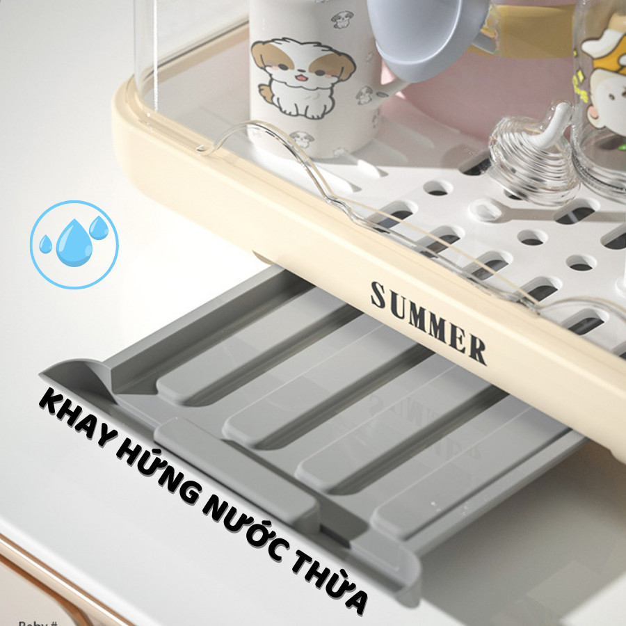 Khay Úp Bình Sữa Tiệt Trùng UVC Summer Loại Bỏ 99% Vi Khuẩn, Khay Úp Bình Sữa Có Nắp Đậy Bảo Quản An Toàn