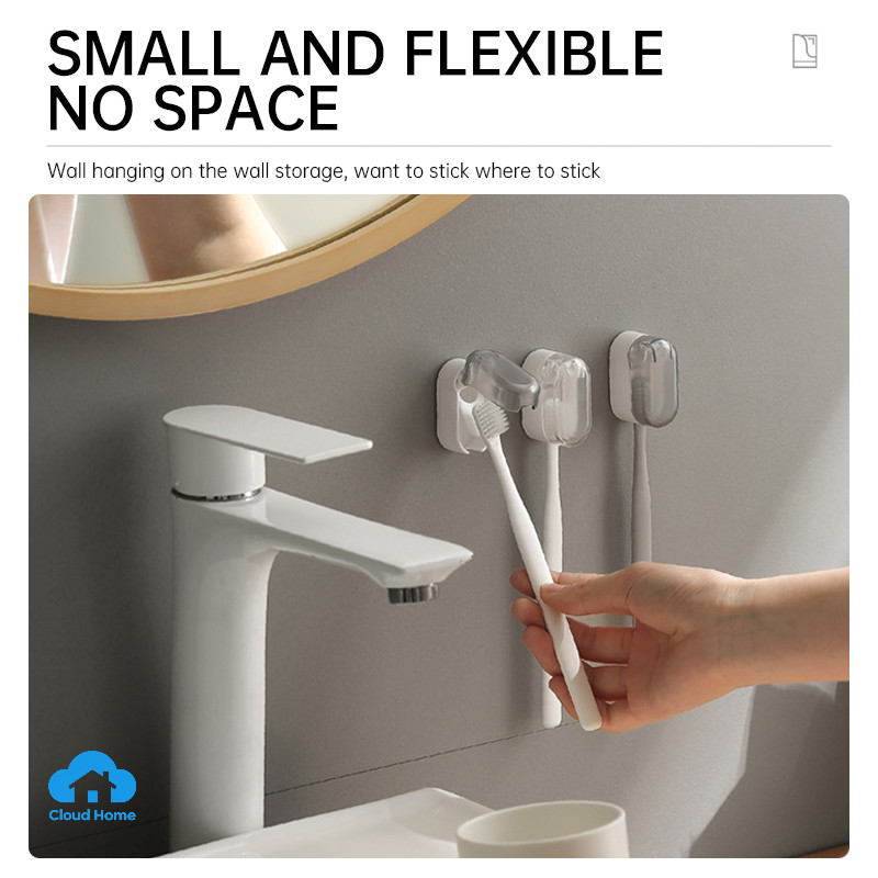Giá đựng bàn chải đánh răng treo tường, chống bụi, không cần dùng đinh.