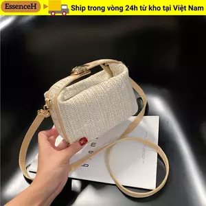 Ví dệt ESSENCEH, Túi cói dây đeo vai nhỏ, Túi xách nữ đan ống hút