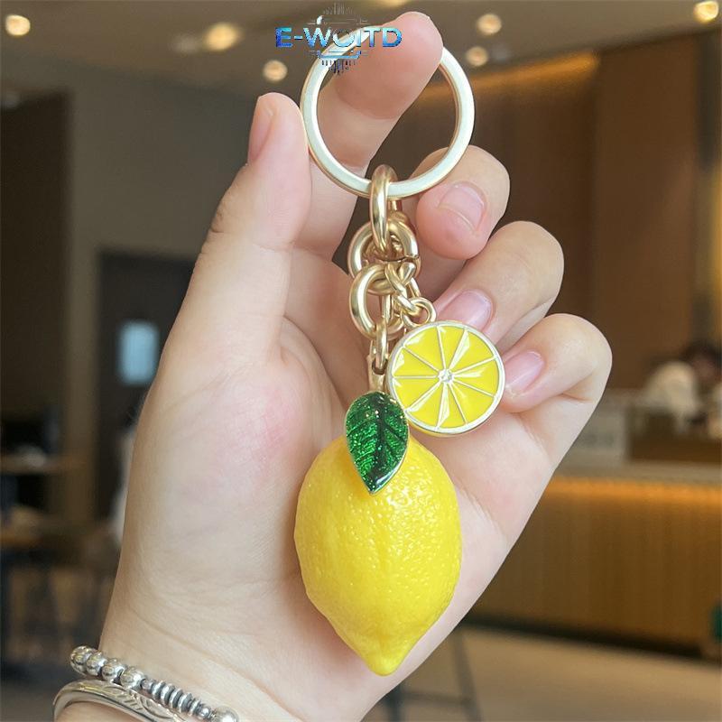 E-WOITD 2025 Mới Gilt Lemon Móc Khóa Túi Mặt Dây Chuyền Móc Khóa Thời Trang Cá Tính Túi Mặt Dây Chuyền Móc Khóa Phụ Kiện Túi Dây Xích E-WOITD