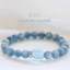 Vòng tay pha lê tự nhiên Unisex Kyanite Aquamarine - Hạt xanh nhạt - Trung tâm Aquamarine cỡ lớn - Miếng đệm kim cương bạc - Phong cách hàng ngày tối giản
