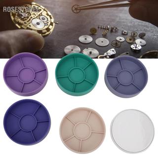 rosestoree Hộp lưu trữ 5 lớp cho bộ phận đồng hồ, dụng cụ sửa chữa chuyển động, thành phần trục vít (Tròn)