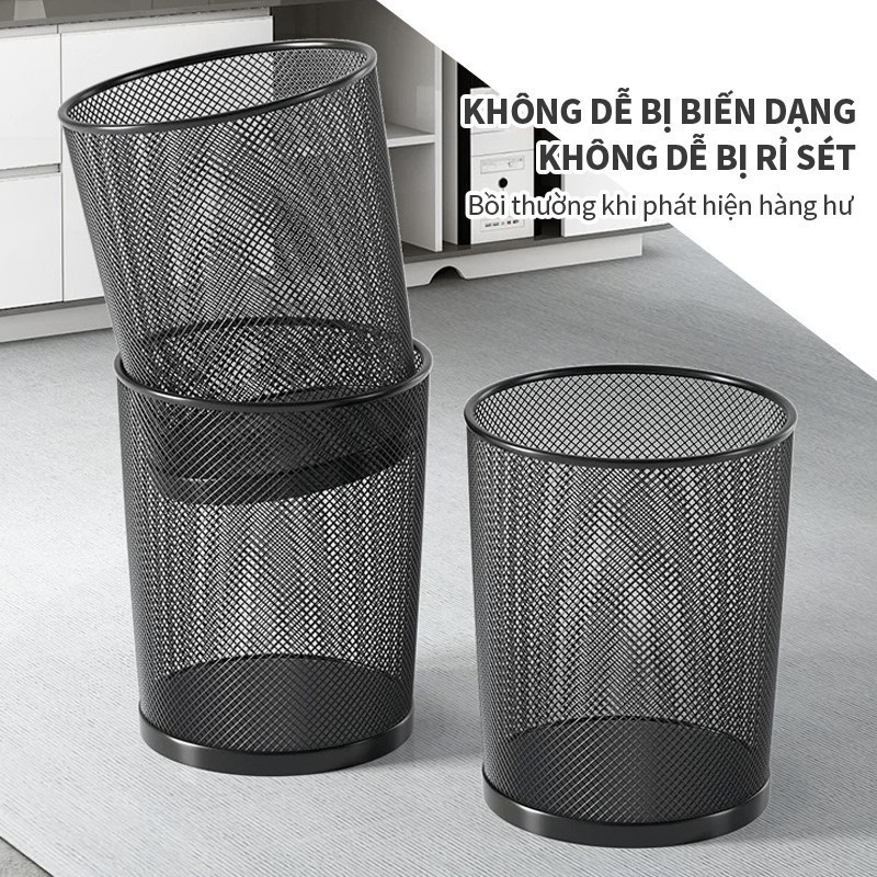 [HÀNG LOẠI 1] Thùng Rác Văn Phòng HomeMate Lưới Sắt Sơn Tĩnh Điện, Sọt Rác Kim Loại Tối Giản Cho Bàn Học & Công Ty