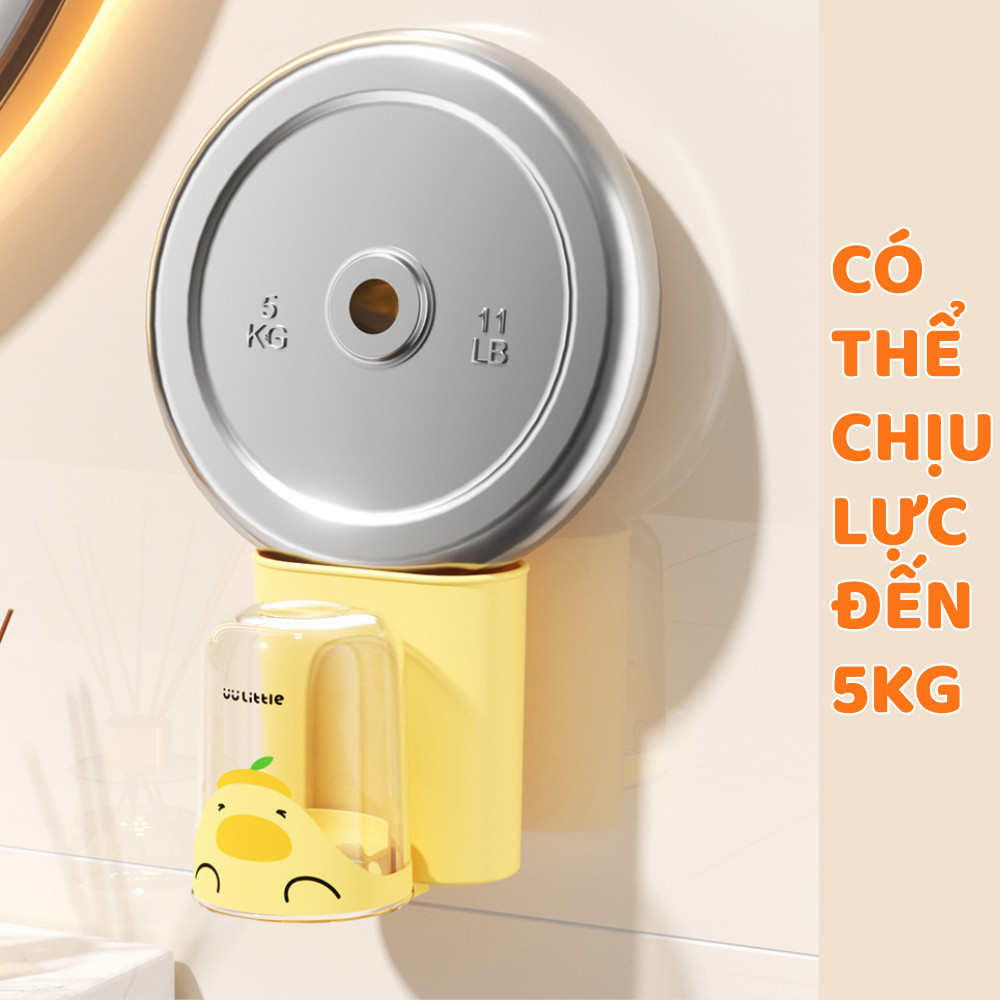Giá Để Bàn Chải Đánh Răng HomeMate Hoạt Hình Dễ Thương – Kệ Nhà Tắm Gắn Tường Có Cốc Úp & Lỗ Thoát Nước