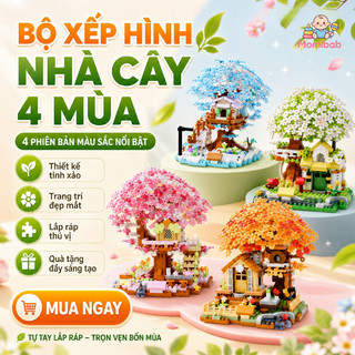 Mô hình lắp ráp nhà cây 4 mùa – Cây anh đào, vi hạt, trang trí bàn học – Đồ chơi giáo dục cho bé, mô hình mini