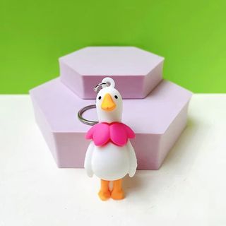 Móc khóa động vật HIGHVIEWLS, Vòng chìa khóa hoạt hình hợp kim PVC, Móc khóa vịt cá nhân dễ thương Trang trí chìa khóa xe hơi