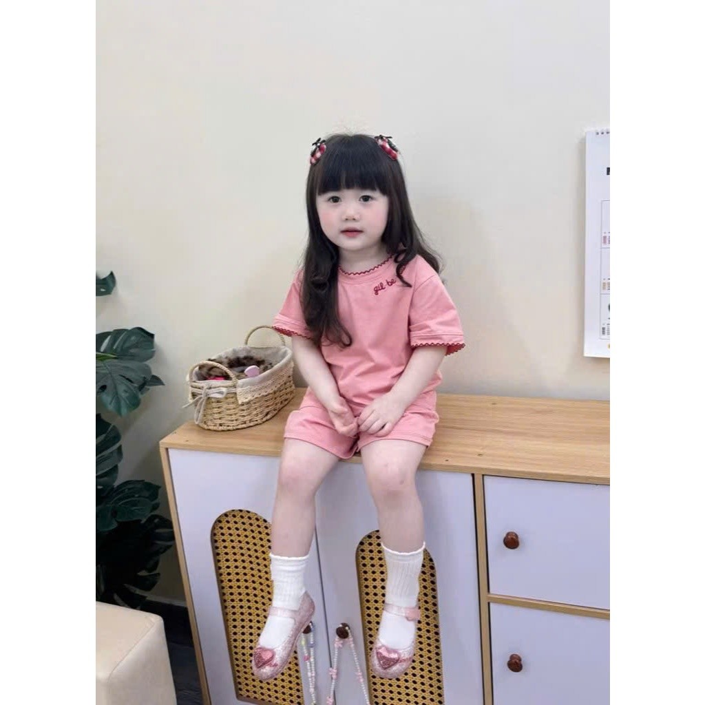 Set Bé Gái HỌA TIẾT ZUA TRAI TIM  QC63 K.Kid Bộ Mùa Hè Chất Cotton Mềm Mát Size 8-20kg M99