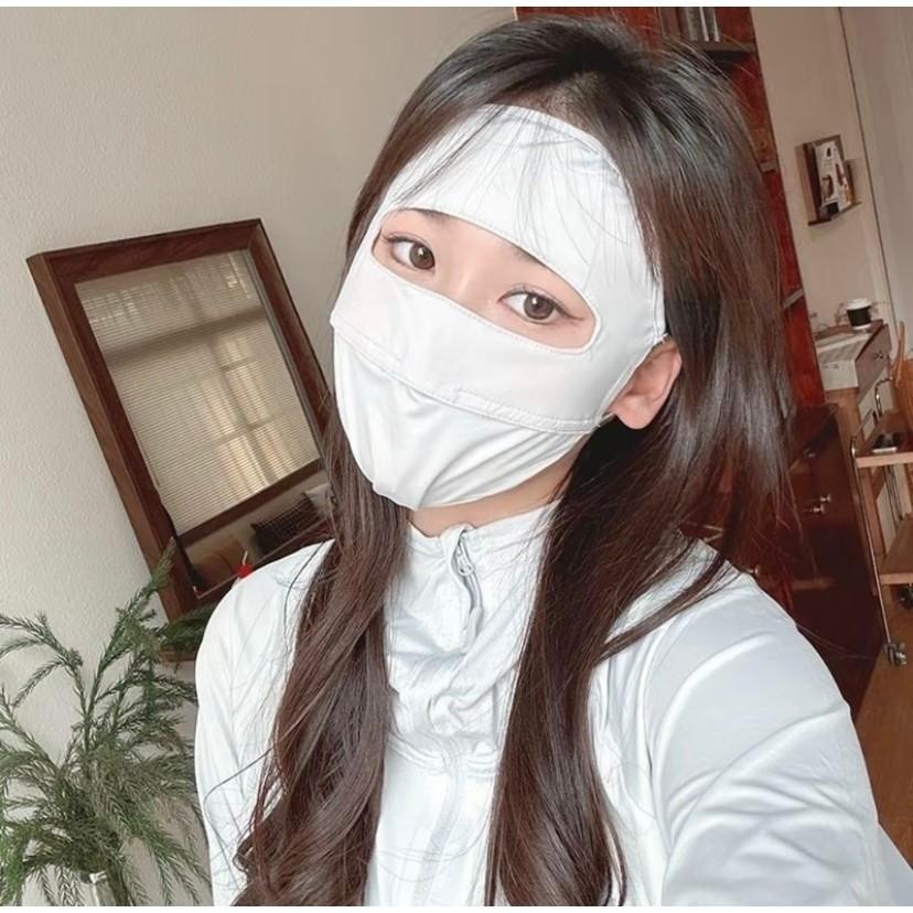 Khẩu trang lụa toàn mặt chống tia UV hai lớp, dây đeo điều chỉnh