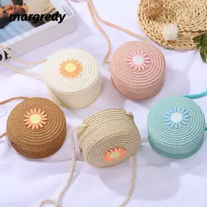 Túi xách ống hút MARGREDY, Túi rơm dệt thủ công, Ví đựng tiền xu Túi đeo vai nữ Cô gái