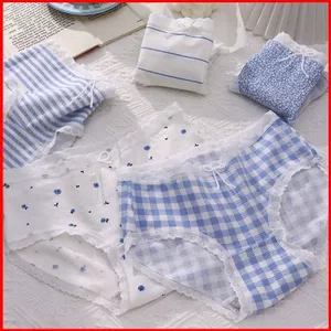 YB1 Nhật Bản Giữa Eo Quần Lót Bé Gái Bầu Trời Xanh Ren Nơ cotton Nguyên Chất Sinh Viên Nữ Quần Short BY1