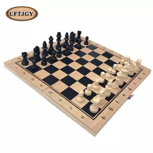 Bộ trò chơi bằng gỗ 3 trong 1 có thể gập lại - Cờ vua & Cờ vua & Cờ vua & Backgammon - Bảng cờ du lịch di động - 4 kích cỡ lựa chọn (24cm, 34cm, 39cm)