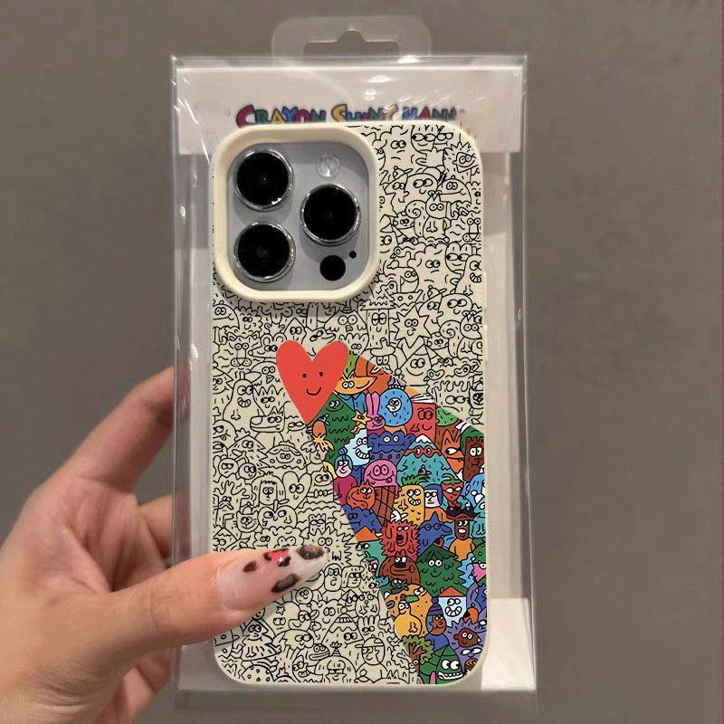 Lá tình yêu mê cỡ trắng đen  Phù hợp với vỏ điện thoại 1716, iPhone 15/14,  yêu mê