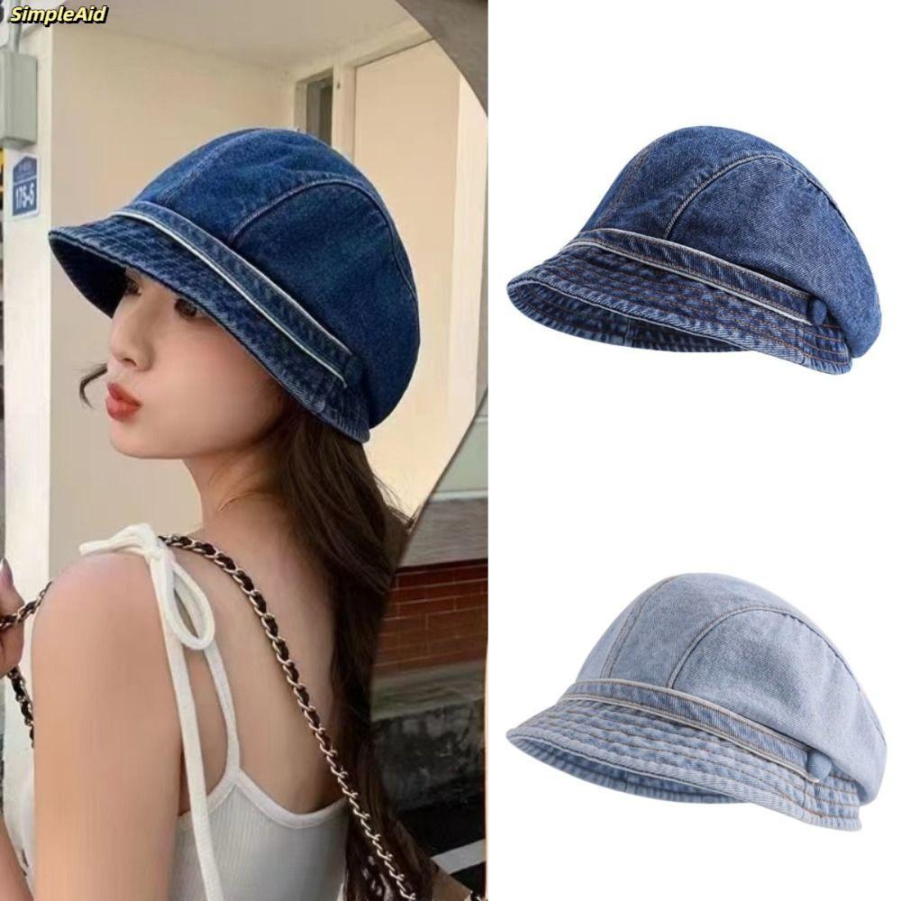 Mũ ngư dân SIMPLEAID, Mũ lưỡi vịt ấm áp chống lạnh, Màu trơn ngọt ngào Siêu nhẹ Retro Họa sĩ Mũ nữ