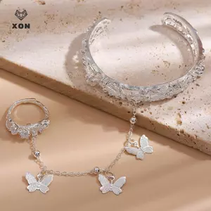 Vòng tay Anime Tian Guan Ci Fu với chuông Hua Cheng Xie Lian, bộ trang sức điều chỉnh được gồm nhẫn và mặt dây chuyền hình bướm