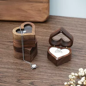 Lời cầu hôn bằng gỗ Trái tim tình yêu Hộp đựng đồ trang sức Bao bì Kỷ niệm đám cưới Quà tặng ngày lễ tình nhân 4,22