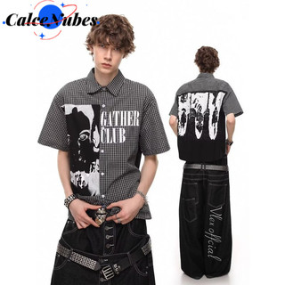 <![CDATA[Áo sơ mi ngắn tay in họa tiết cổ điển, phù hợp unisex]]>