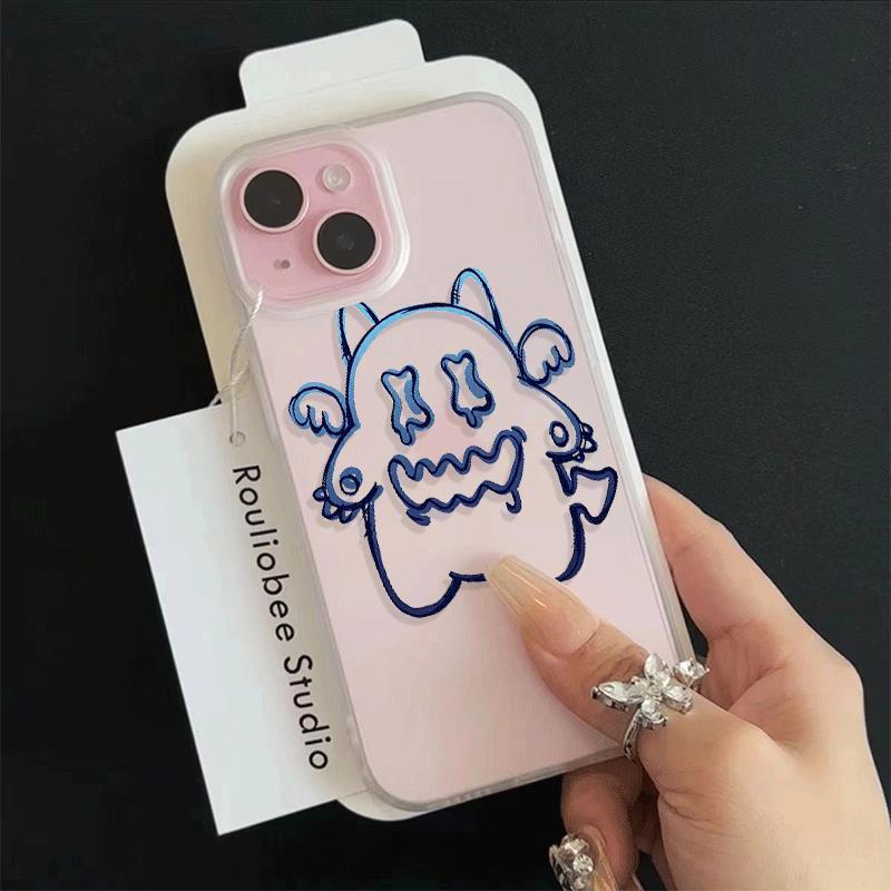 Blue Line Little Monster cho trường hợp iPhone 17pro iPhone 15/14/13pro Skin Scrub