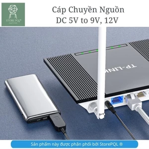CP39 - Dây Cáp chuyển Usb 5v Sang 9v 12v cho modem router có Wifi khi cúp điện, mất điện điện