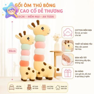 Dễ Thương Hươu Cao Cổ Sang Trọng Gối Mềm PP Cotton Đồ Chơi Ngủ Cho Bé Mầm Non Trang Trí Quà Tặng