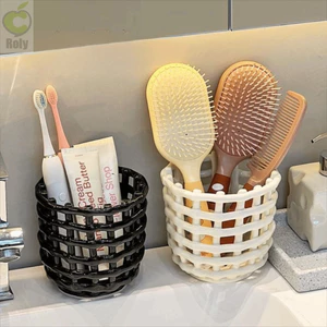 Giá đỡ bàn chải đánh răng ROLY, có lỗ thoát nước Thiết kế dệt Bút và Giá đỡ bàn chải, Hộp lưu trữ phòng tắm có thể giả