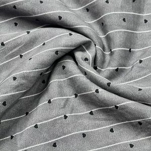 Xám Đậm Mùa Hè Cao Cấp In Kỹ Thuật Số Cotton Nhân Tạo Trái Tim Vải Sọc Cotton Lụa Đầm Rộng Quần Vải 4