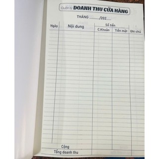 Com bo 5 CUỐN  SỔ QUẢN LÝ DOANH THU CỬA HÀNG   khổ A4 ( CÓ LẺ)  ĐÓNG KEO NHIỆT