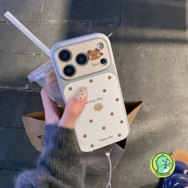 Ốp Điện Thoại Gấu Dễ Thương Cho Honor 600 500 400 300 Ultra 200 100 90 Smart 80 GT SE 70 60 Magic 8 7 6 Pro 5 4 Lite 5G 4G Vỏ Da PU Hoạt Hình Chấm Bi Ins Phong Cách 3D Mềm Mại Vỏ