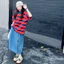 Bé Gái Retro Rời Sọc Mùa Hè Phong Cách Mới Thời Trang Trẻ Em Phong Cách Hàn Quốc Hàng Đầu