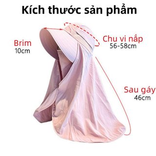 Mũ chống nắng UV vành rộng với mặt nạ cổ detachable, thoáng khí SPF50 - Perfect cho chuyến du lịch ngoài trời