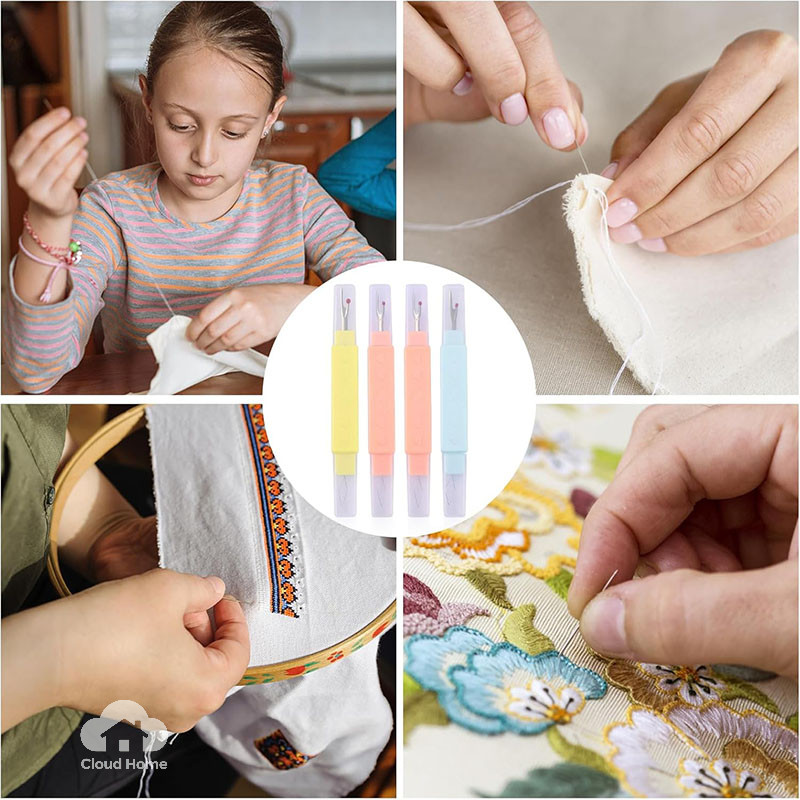 🌤️COD🌤️Dụng cụ xỏ chỉ + tháo chỉ 2 trong 1 - thuận tiện- dễ sử dụng Dụng cụ xỏ chỉ hai đầu, Dụng cụ tháo chỉ cầm tay