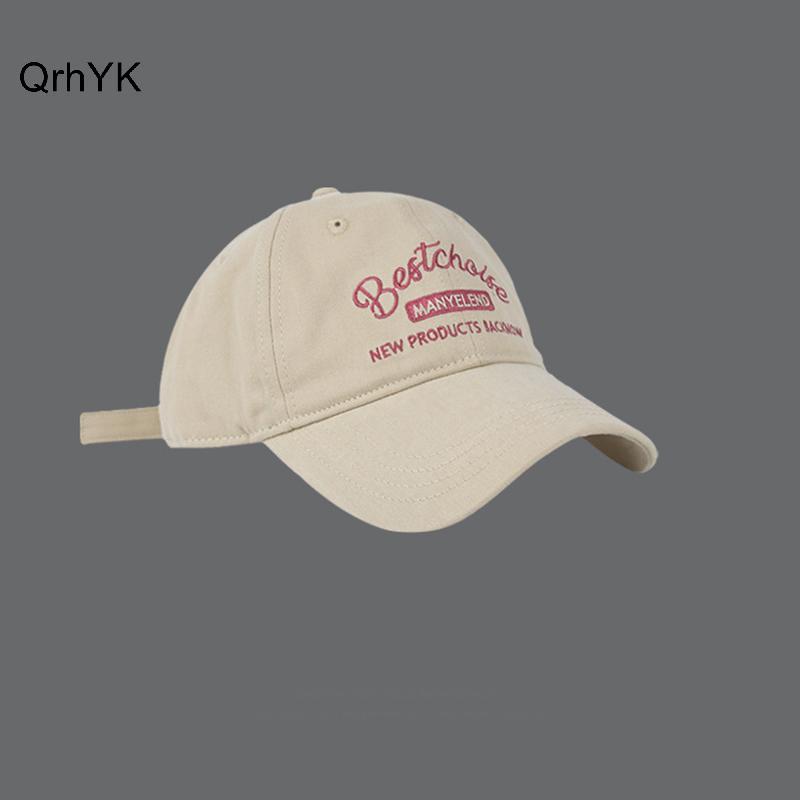 Mũ bóng chày nữ màu hồng thêu cute, chất liệu cotton mềm mại, phù hợp hoạt động ngoại trời và chống nắng theo phong cách Hàn Quốc.