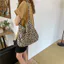 2024 Little Leopard Print Crossbody Phong Cách Phương Tây Canvas Sinh Viên Phù Hợp Với Túi Vải Đeo Ngang Rõ Ràng 26.4.27