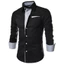 Áo sơ mi nam dài tay slim-fit, cổ đứng, màu sắc tương phản, thiết kế thời trang với nút bấm