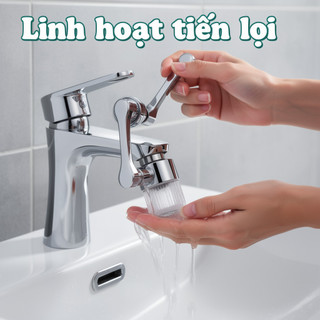 Bộ lọc vòi đa năng Máy sục khí Xoay 1080 độ Đính kèm bồn rửa bằng thép không gỉ ABS